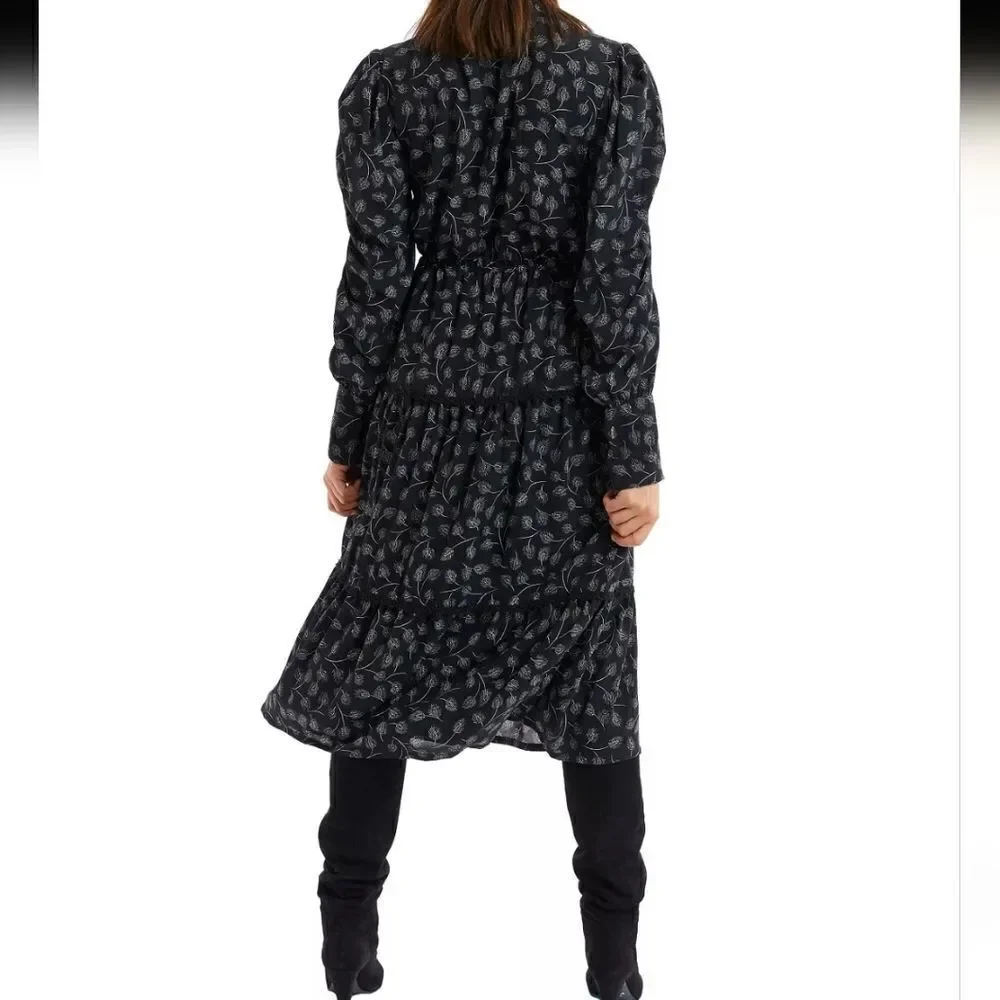 NEW ALLISON NEW YORK Meadow Print Maxi Dress Black Small